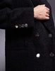 ASOS DESIGN cozy boucle dad coat in with gold buttons in black