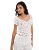 ASOS DESIGN babydoll ruched crop top in white eyelet - part of a set