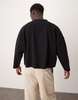 ASOS DESIGN super oversized cropped sweater in heavyweight brushed rib in black