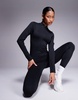 ASOS 4505 seamless zipper front all-in-one in black