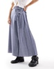 COLLUSION maxi kilt skirt in blue skater plaid