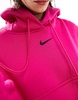 Nike mini swoosh extra oversized fleece cropped hoodie in fierce pink