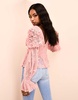 ASOS LUXE mesh long sleeved top with velvet flowers and pearl embellishment in pink