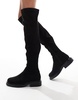 ASOS DESIGN Wide Fit Kaylee smart flat over the knee boots in black