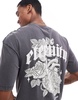 ADPT oversized rose back print t-shirt in washed gray