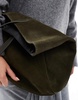 ASOS DESIGN suede winged tote bag in forest green with leather straps