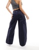 River Island wide leg cargo pants in navy