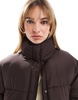 ASOS DESIGN longline padded jacket in chocolate