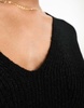 Threadbare fluffy v neck slouchy sweater in black