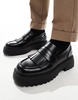 ASOS DESIGN chunky loafers in black with fringe