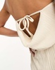 River Island plisse cowl back bandeau top in cream - part of a set