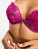 Ann Summers Worshipped padded plunge bra in purple and pink