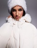 ASOS 4505 Ski belted puffer ski jacket with faux fur trim in cream