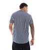 Brave Soul vertical stripe t-shirt in navy & white