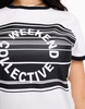 ASOS WEEKEND COLLECTIVE baby tee with barcode logo design in monochrome