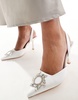 London Rebel bridal embellished pumps in ivory satin