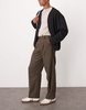 ASOS DESIGN smart wide leg pleated wool mix pants in brown herringbone