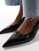 ASOS DESIGN Wide Fit Stroll slingback mid heeled shoes in black patent