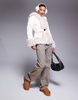 River Island faux fur short puffer jacket in cream