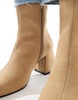 ASOS DESIGN Wide Fit Record smart mid-boots in taupe gray