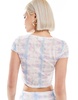 Noisy May cropped mesh t-shirt with abstract print in pastel - part of a set