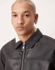 ASOS DESIGN premium oversized real leather harrington jacket in black