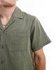 South Beach textured weave short sleeve beach shirt in olive