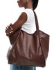 ASOS DESIGN woven look tubular tote bag in chocolate brown