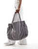 ASOS DESIGN oversized heavyweight canvas tote in washed gray