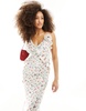 Bardot cherry ruffle maxi dress in white