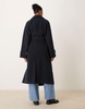 ASOS DESIGN brushed formal top collar longline coat in navy