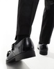 ASOS DESIGN monk shoes in black faux leather with emboss panel