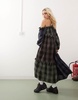 COLLUSION midi smock dress in cut about mixed check