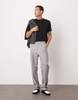 ASOS DESIGN high waist straight leg dress pants in light gray herringbone