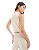 Mango thin pinstripe vest in light beige - part of a set