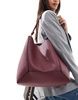 ASOS DESIGN paneled tote bag with knot handle in burgundy