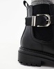 schuh Amari chunky ankle boots with buckle in black