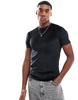 ASOS DESIGN muscle fit t-shirt in black velour