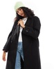 Bershka wool trench coat in black