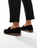 ASOS DESIGN tassel loafers in black suede with natural sole