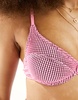 Cotton On balconette bra bikini top in pink crinkle