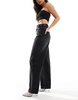 Bershka diamante western wide leg jeans in washed black