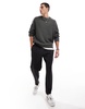 ASOS DESIGN oversized knitted fisherman rib sweater in charcoal heather