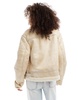 Bershka faux shearling trim aviator jacket in cream contrast