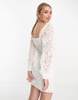 French Connection long sleeve mini dress in white lace