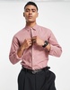 French Connection long sleeve shirt in salmon pink and white