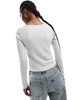 Cotton On notch front long sleeve waffle crop top in gray