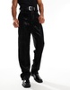 ASOS DESIGN smart high waist straight pants in black sequin