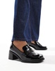 ASOS DESIGN Stanford smart mid heeled loafers in black