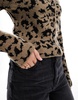 ASOS DESIGN knit leopard print collar cardigan in mocha